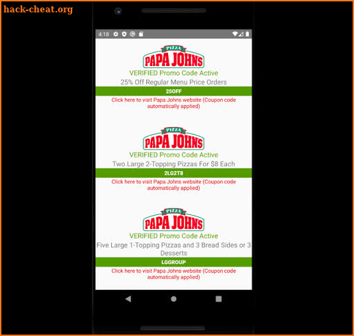 Papa Johns USA Pizza Coupons Deals - Papa John's screenshot