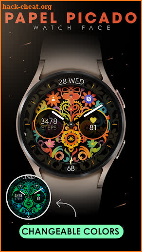 Papel picado analog watch face screenshot