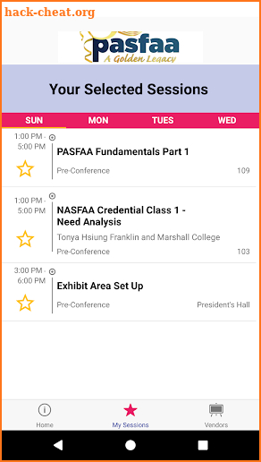 PASFAA 2018 screenshot