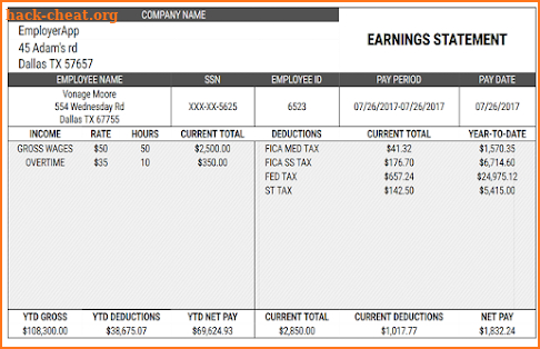 Paycheck Calculator Paystub screenshot