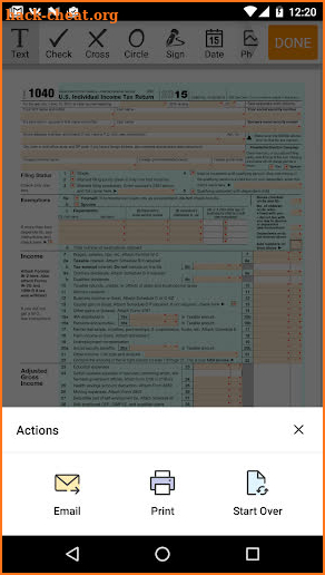 PDF Form 1040 for IRS: Income Tax Return eForm screenshot