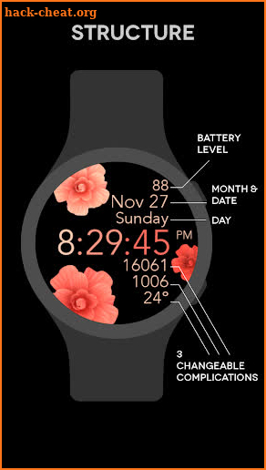 Peach Flowers Watch Face screenshot