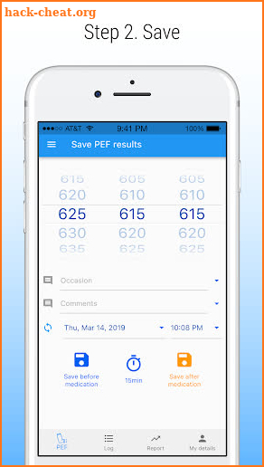 PEF Log - asthma tracker screenshot