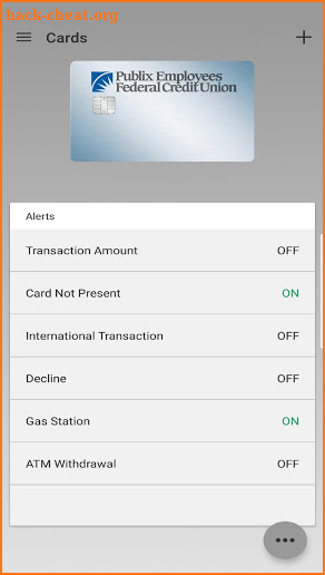 PEFCU Cards screenshot