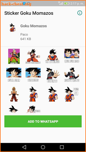 Pegatinas de Goku para Whatss Stickers screenshot