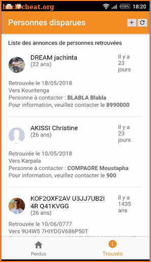 Personnes disparues screenshot