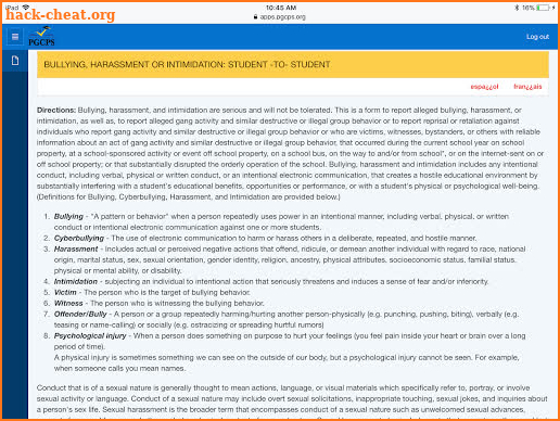 PGCPS Stop Bullying, Harassment, or Intimidation screenshot