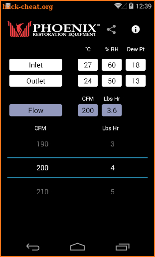 Phoenix Psychrometric screenshot