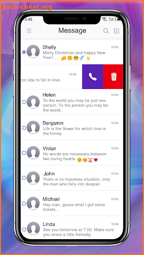 Phone X Purple - message theme screenshot