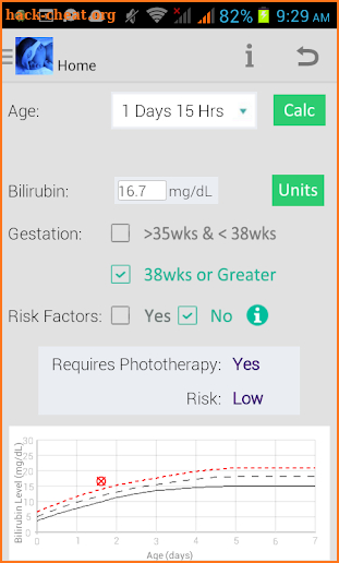 Phototherapy Calculator screenshot