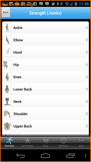 PhysioAdvisor Exercises screenshot