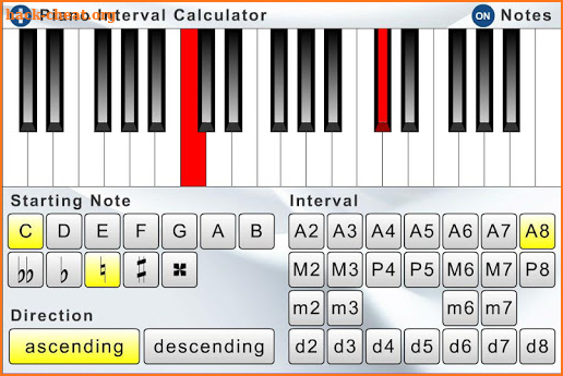 Piano Interval Calculator screenshot