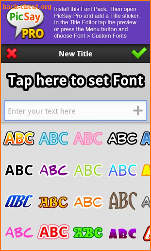 PicSay Pro Font Pack - A screenshot