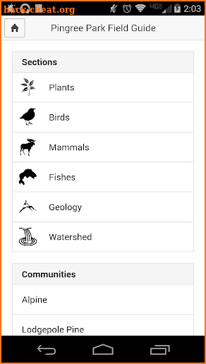 Pingree Park Field Guide screenshot