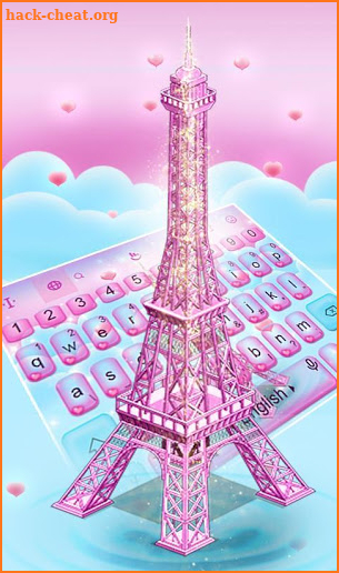 Pink 3D Paris Eiffel Tower Keyboard Theme screenshot