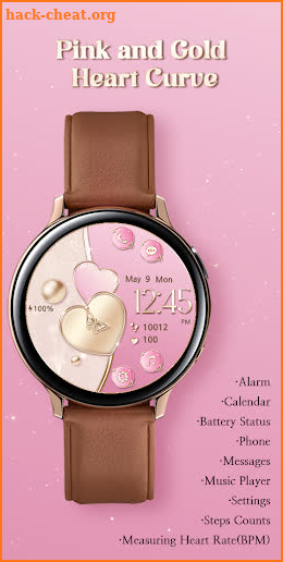 Pink and Gold Heart_Watchface screenshot