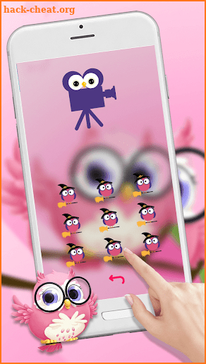 Pink Anime Cute Owl 3D Live Lock Screen Wallpapers screenshot