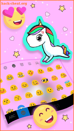 Pink Anime Unicorn Stars Keyboard Theme screenshot