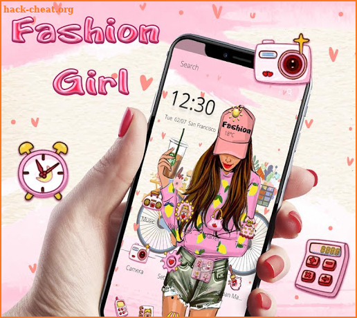 Pink Bicycle Fashion Girl Theme screenshot