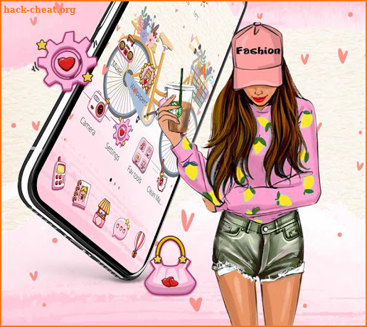 Pink Bicycle Fashion Girl Theme screenshot