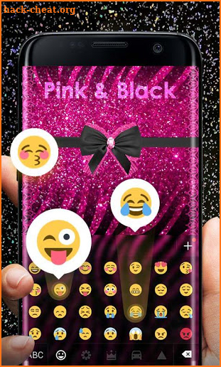 Pink-Black Bowknot GO Keyborad Theme screenshot