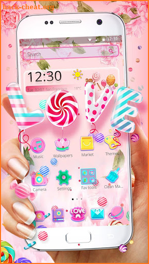 Pink Candy Sweet Love Theme screenshot