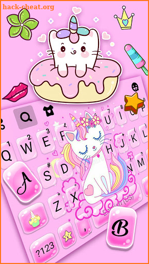 Pink Cat Unicorn Keyboard Background screenshot