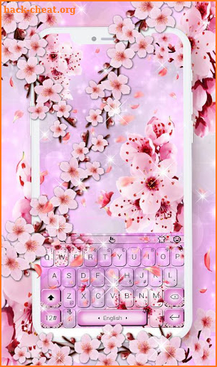 Pink Cherry Flower Keyboard Theme screenshot