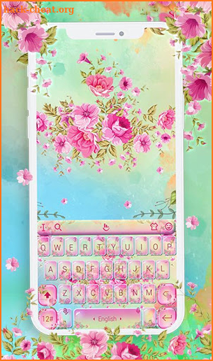 Pink Colorful Flower Keyboard Theme screenshot