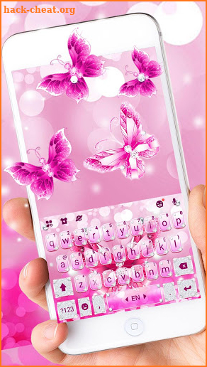 Pink Crystal Butterfly Keyboard Theme screenshot