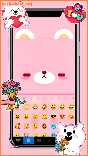 Pink Cute Bear Keyboard Background screenshot