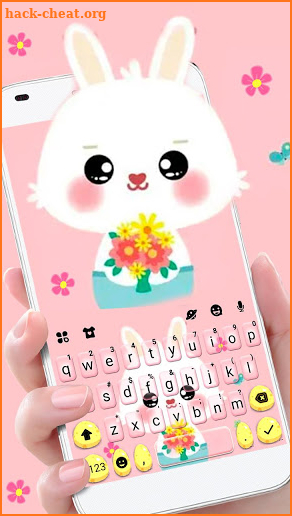 Pink Cute Bunny 2 Keyboard Theme screenshot