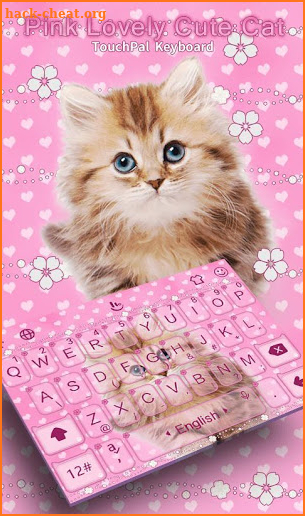 Pink Cute Cat Keyboard Theme screenshot