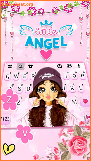 Pink Cute Girl Keyboard Theme screenshot