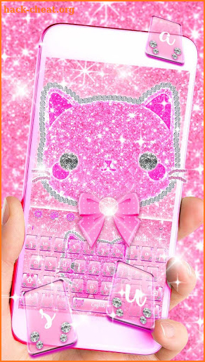 Pink Cute Kitty Keyboard Theme screenshot