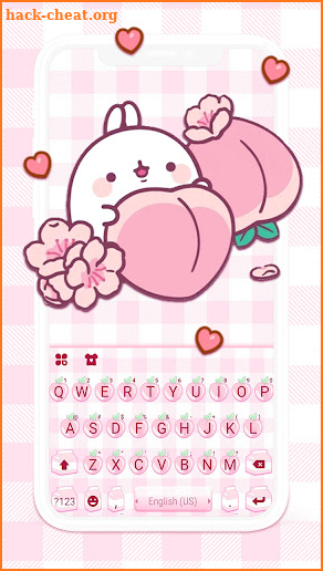 Pink Cute Peach Keyboard Background screenshot