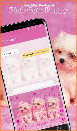 Pink Cute Puppy Keyboard Theme screenshot