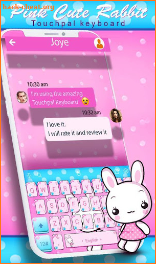 Pink Cute Rabbit Keyboard Theme screenshot