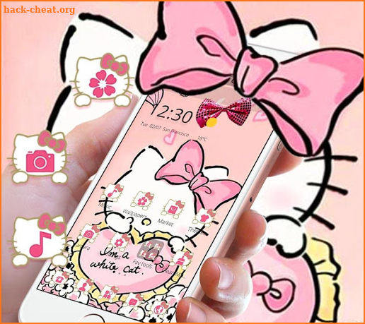 Pink Cuteness Kitty Bowknot Theme screenshot