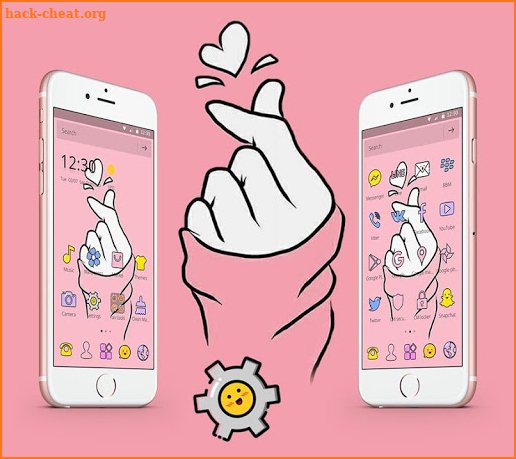 Pink Finger Heart Love Theme screenshot