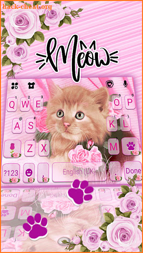 Pink Flower Kitty Keyboard Background screenshot