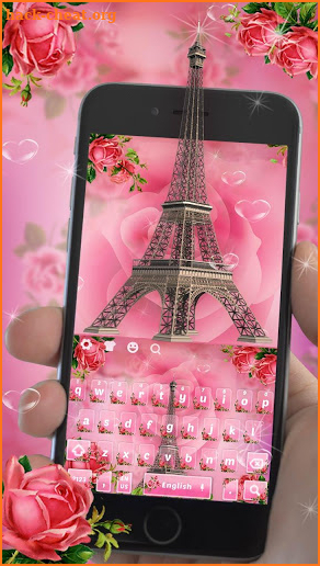 Pink Flowers Eiffel Tower Keyboard screenshot