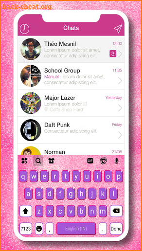 Pink Girly SMS Keyboard Background screenshot