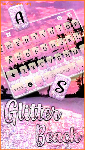 Pink Glitter Beach Keyboard Background screenshot