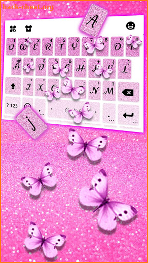 Pink Glitter Butterfly Keyboard Theme screenshot