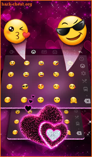 Pink Glitter Heart Glass Keyboard screenshot