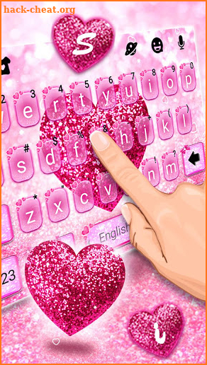 Pink Glitter Heart Keyboard Theme screenshot