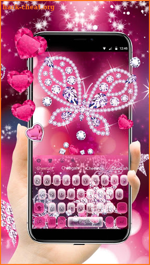 Pink Glitter Love Butterfly Keyboard screenshot