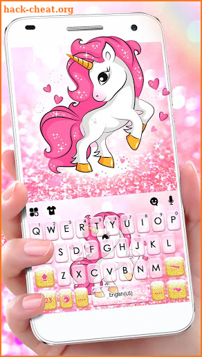 Pink Glitter Unicorn Keyboard Theme screenshot