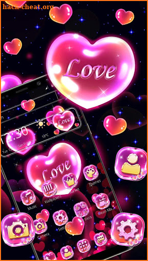 Pink Glossy Love Heart Theme screenshot